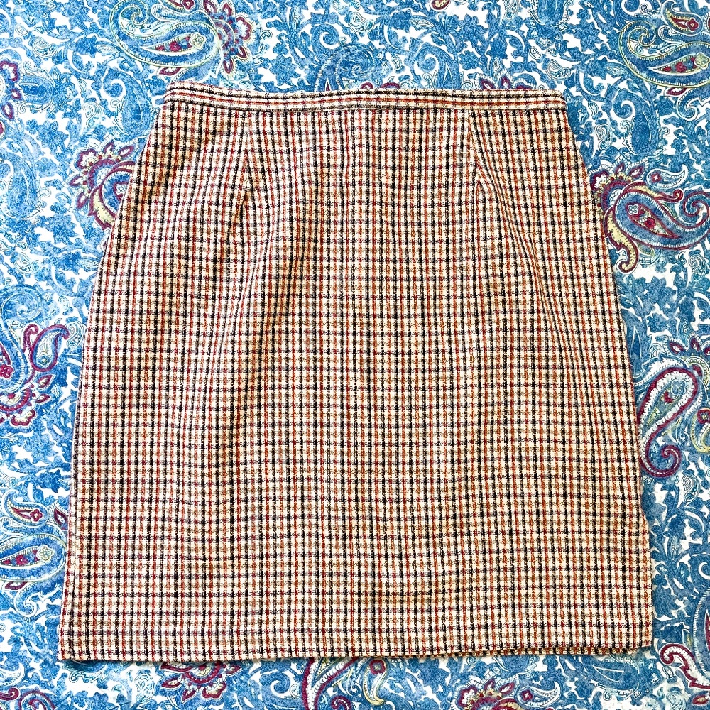 90's Vintage Plaid Houndstooth Americana Mini Skirt